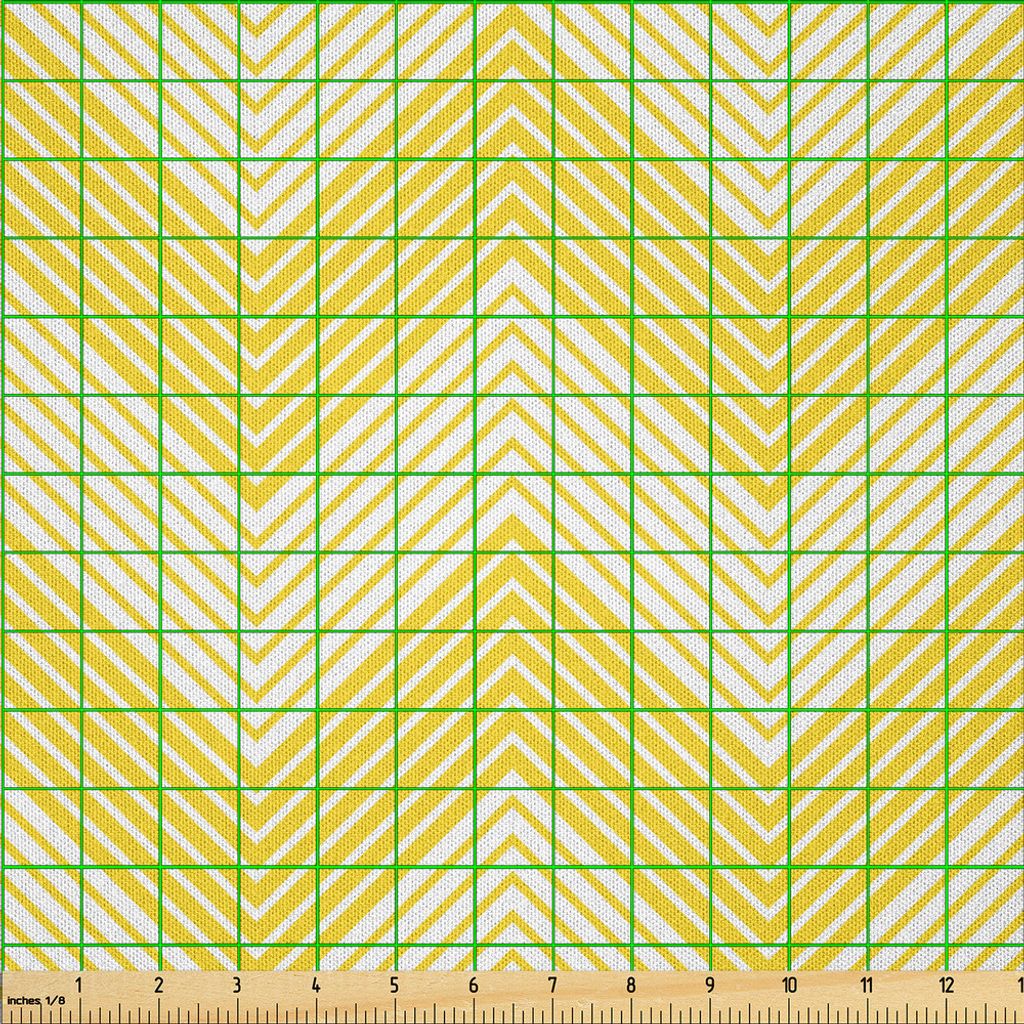 ABAKUHAUS Winkel Microfaser Stoff als Meterware , Sommersaison inspirierte Farben mit geometrischem Streifen-Monochrom-Muster, 1 M (230 x 100 cm), ...