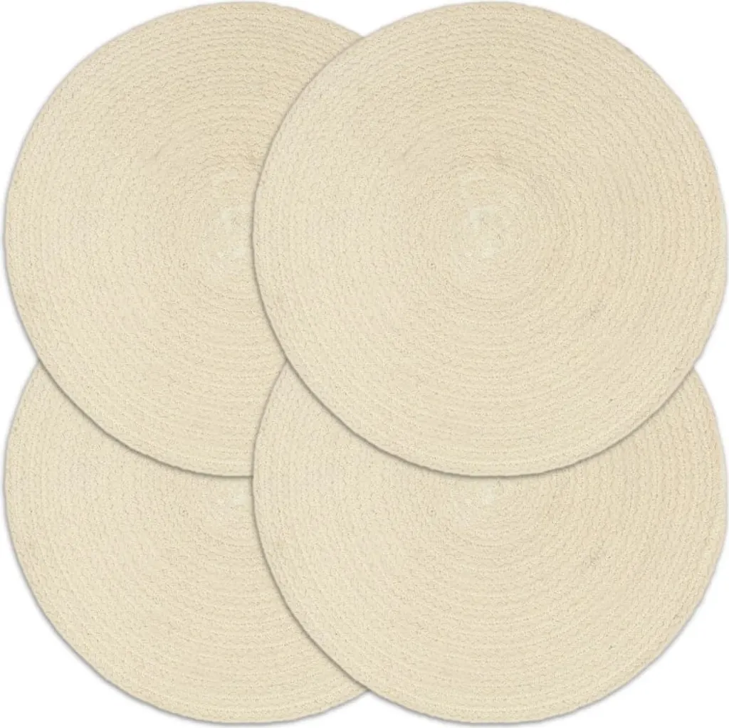 Set 4 Tovagliette Cotone Naturale 38 cm Rotonde - Eleganza Artigianale