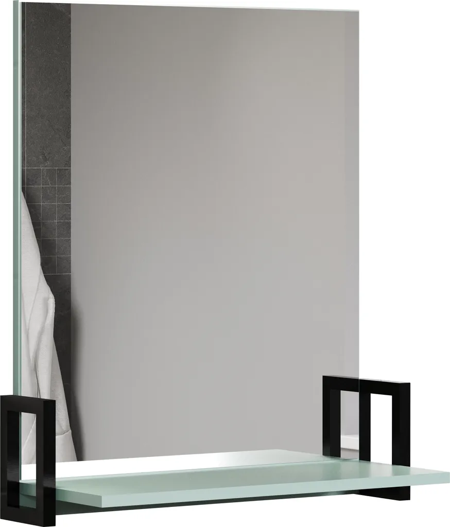 Matix Miroir de Salle de Bain avec Étagère Bleu et Gris Modèle 60x45cm