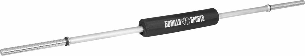 GORILLA SPORTS Langhantelstange - mit Nackenpolster, 170 cm, bis 200 kg, verchromt, gerändelt, Ø 30 mm, mit Sternenverschlüssen - Langhantel, ...