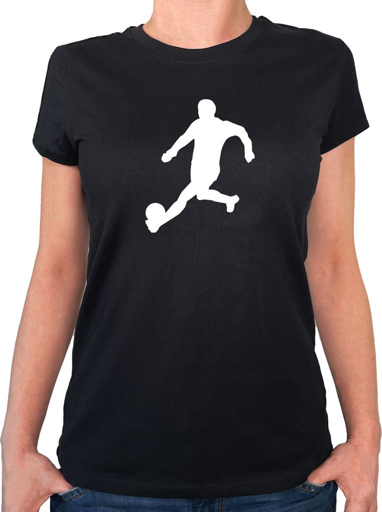 Huuraa Damen T-Shirt Fußball Soccer M Black Bio Baumwolle Fairtrade Damenshirt Geschenkidee