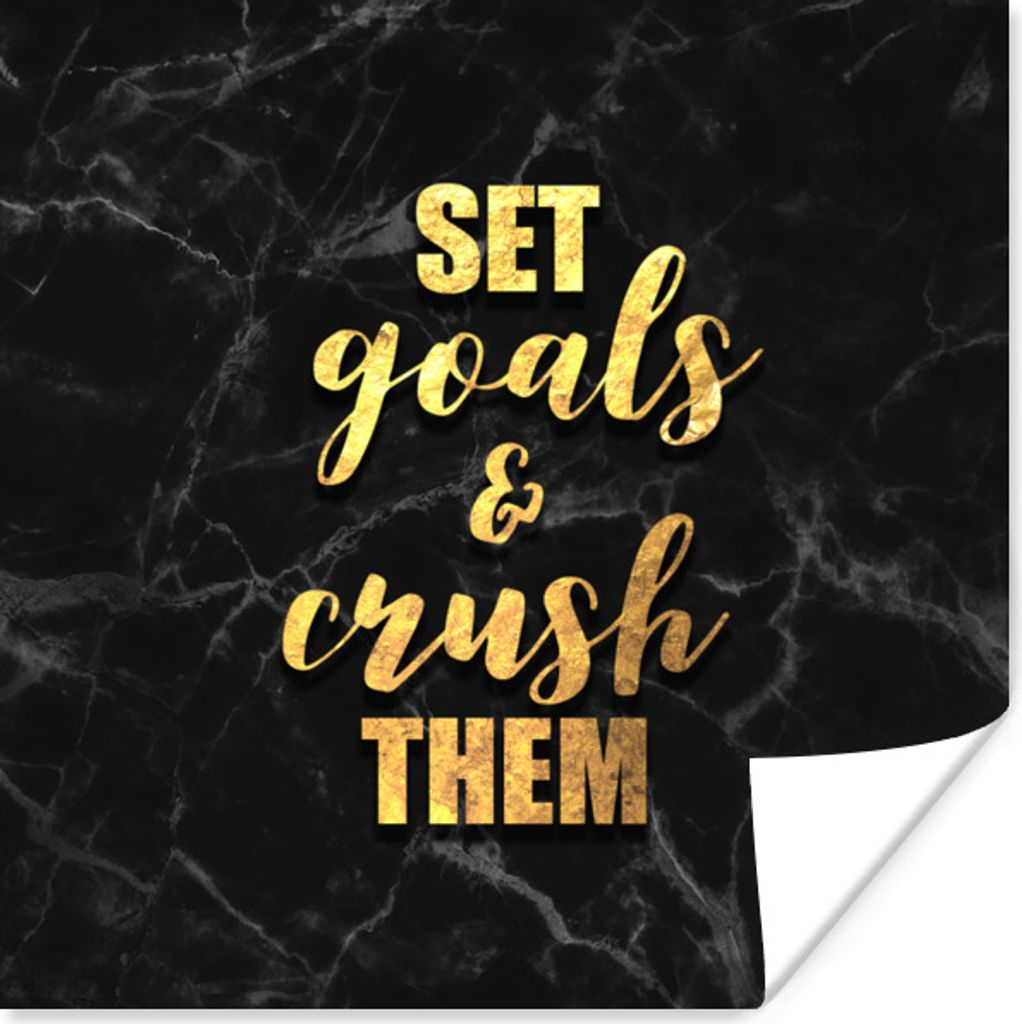 MuchoWow Poster Zitat - Motivation - Marmor - Gold 75x75 cm - Wand Dekoration