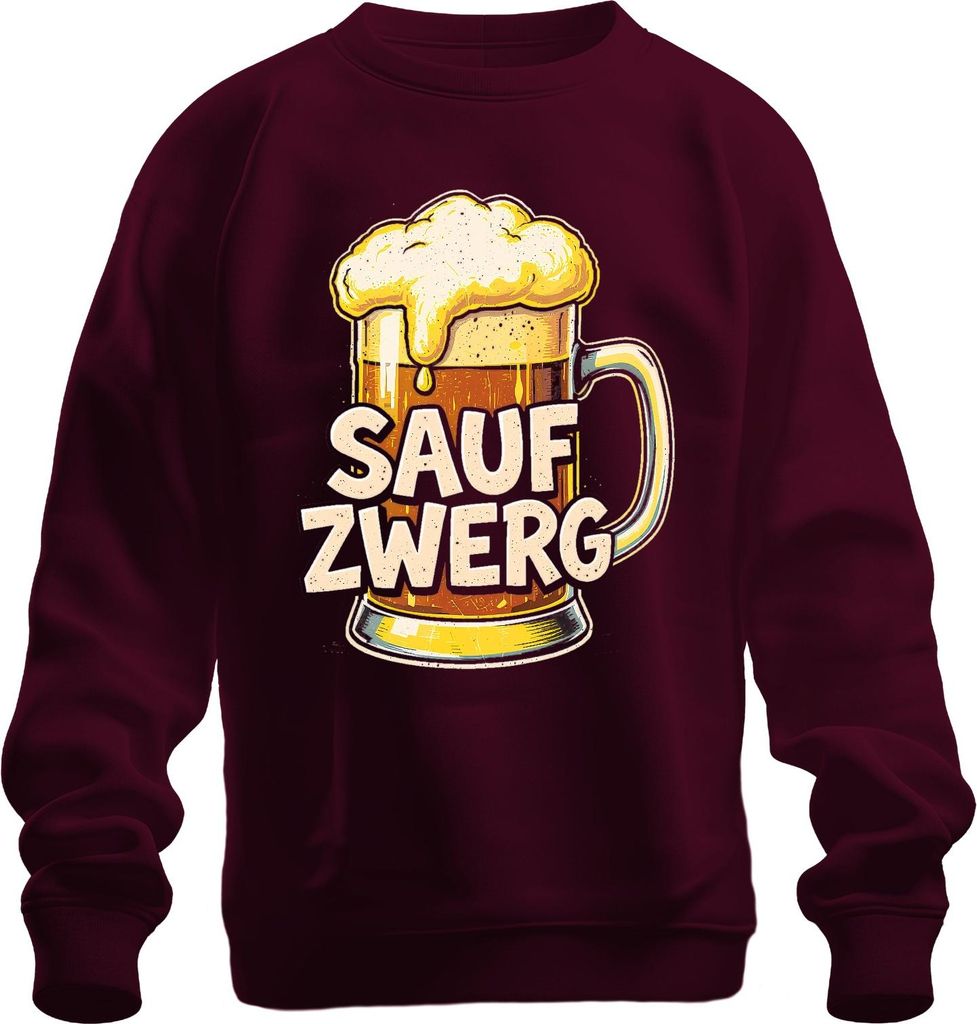 Saufzwerg Bierkrug Karneval Fasching Party Stammtisch Uni Sweatshirt Pullover, Burgundy, S