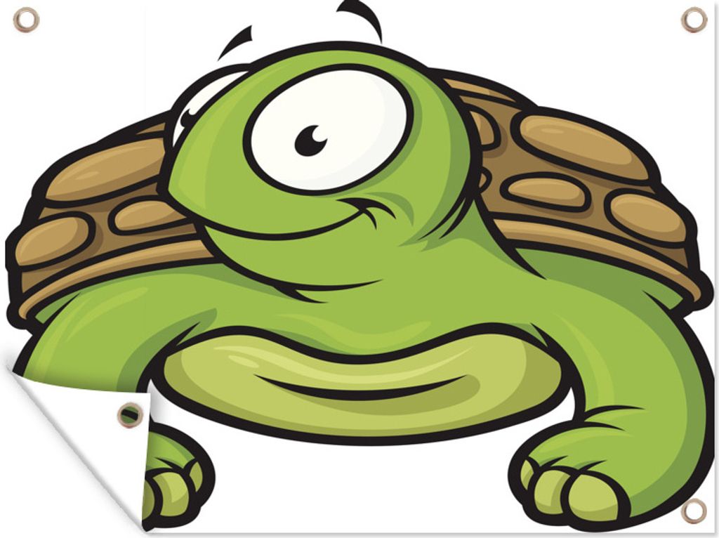 MuchoWow 80x60 cm Outdoor-Poster Gartendeko Sichtschutz Garten Poster für den Garten Illustration einer Vorderansicht einer grünen Schildkröte