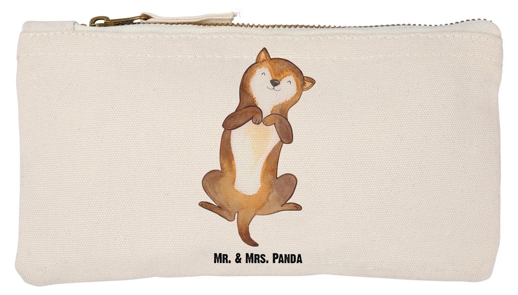 Mr. & Mrs. Panda Federmappe Hund Streicheln Größe S Klein - Weiß - Geschenk, Bauch, kosmetiktäschchen, Federtasche, Kraulen, Kulturbeutel, Etui...
