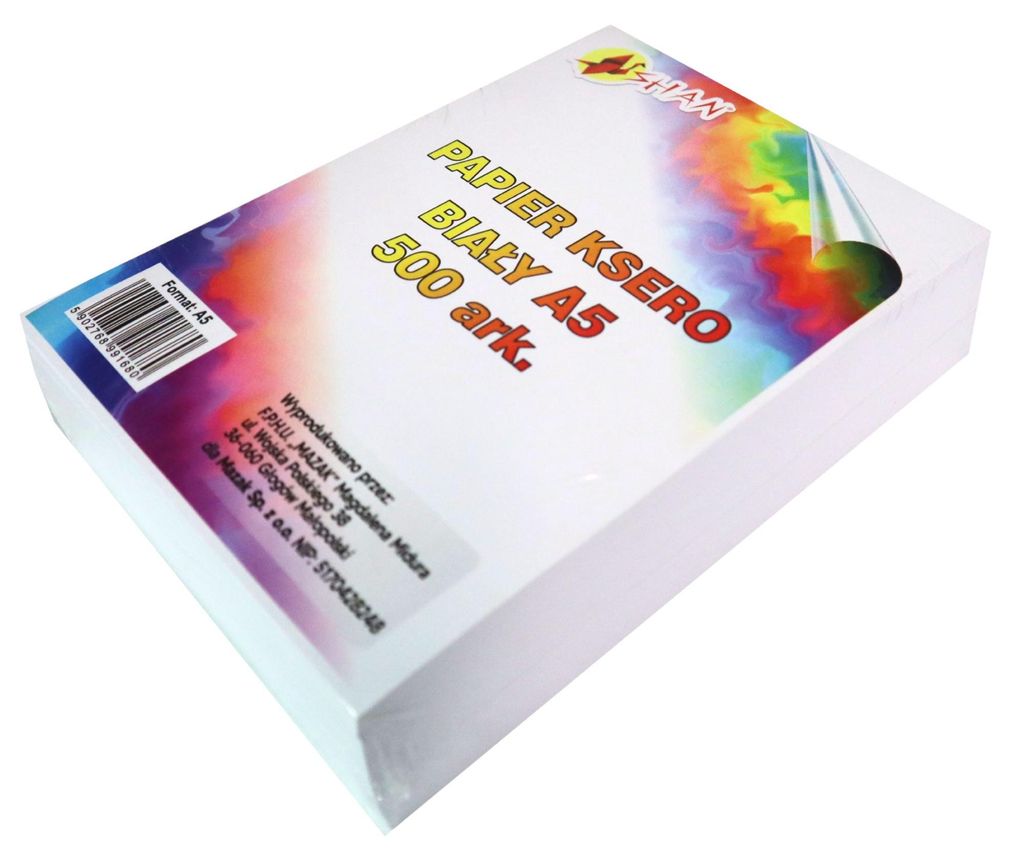 Weißes Papier A5 (148x210mm) 1 Ries 80g 500 Blatt