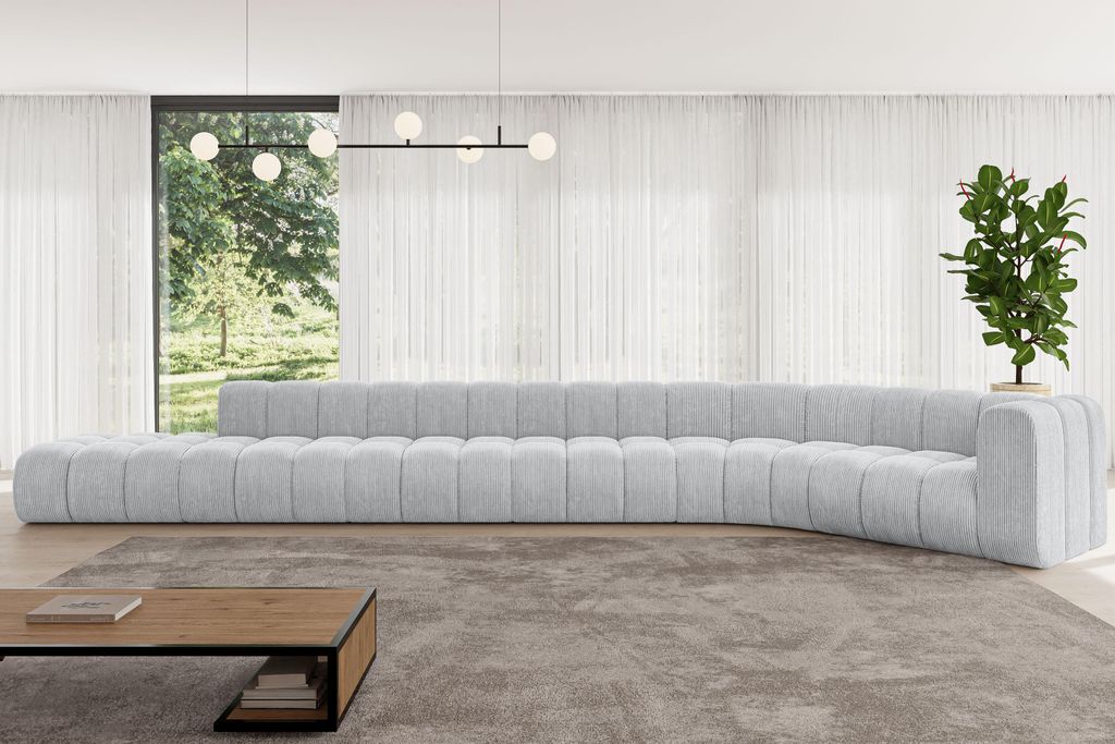 ALTDECOR Modulares Sofa Ecksofa in L-Form - Tilmo-L3 - 581x194x70 cm Grau - Corner modular Sofa Eckcouch Couch Wohnlandschaft Cauchsofa Bodensofa P...