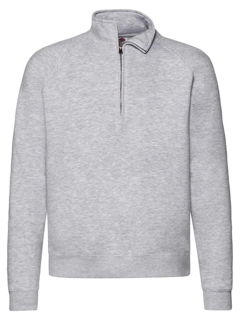 Fruit of the Loom - "Premium" Sweatshirt mit kurzem Reißverschluss für Herren Raglanärmel LT3233 (3XL) (Grau meliert)