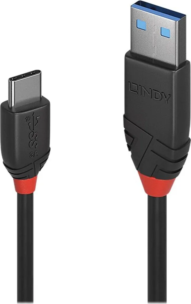 Lindy 1 m di cavo USB 3.2 da tipo A a C, 10 Gbps, linea nera