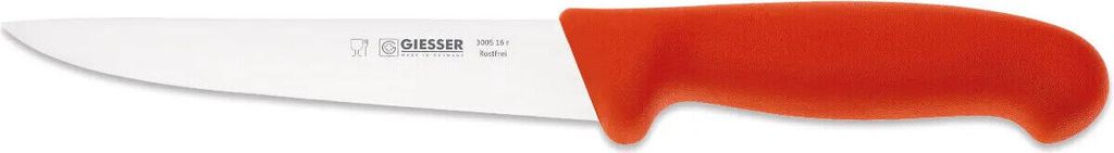 Giesser Messer Stechmesser Schlachtmesser Fleischmesser gerade starke Klinge - 16 cm, Rot
