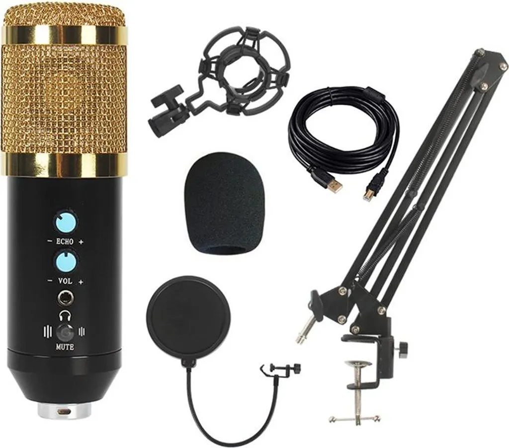 Microphone Condensateur USB Cardioïde - Contrôle Volume et Prise Casque