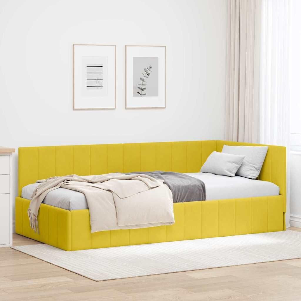 Maison Exclusive - Eckbettgestell mit Kopfteil Gelb 100 cm x 200 cm Samt
