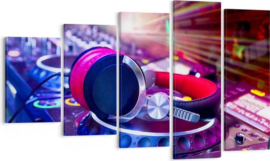 Bild auf Leinwand - Leinwandbild - Disco Nachtclub Audio Elektronik - 100x60cm - Wand Bild - Wanddeko - Leinwanddruck - Bilder - Kunstdruck - Leinw...