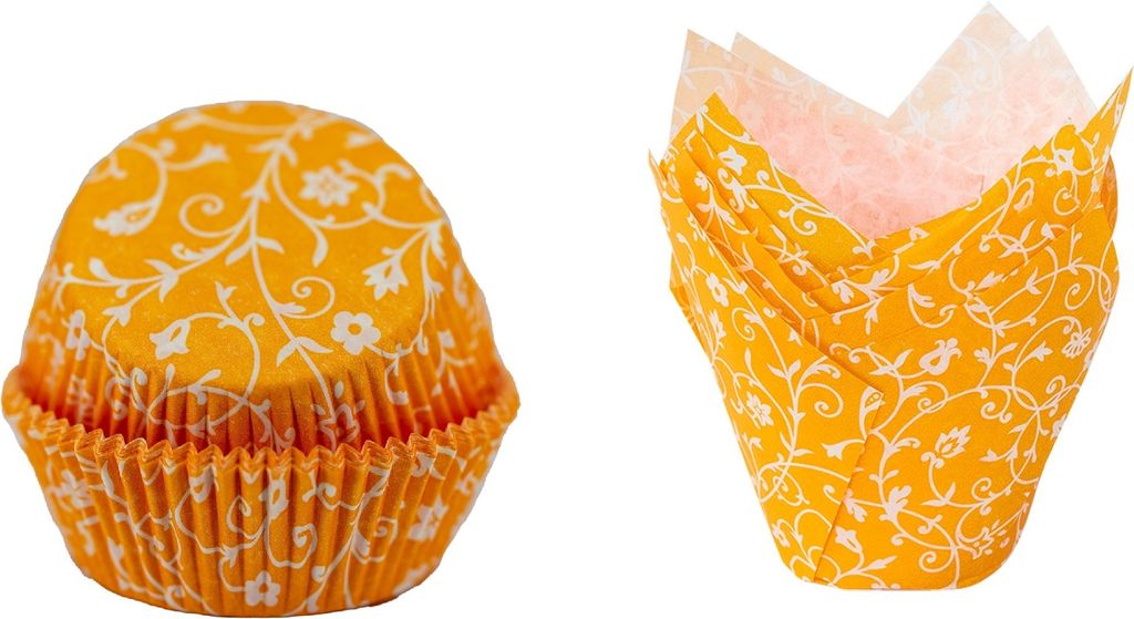 Demmler Muffinbackförmchen Classico Set Tulip Wraps / Muffinform Mango - Durchmesser ca. 5cm
