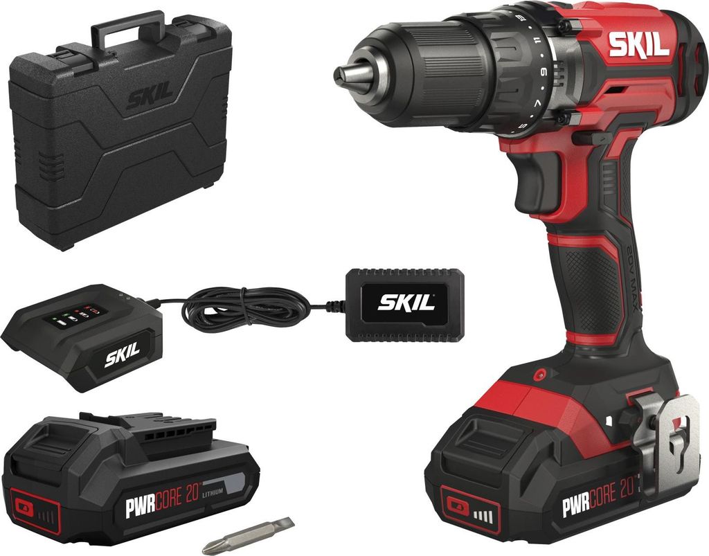 SKIL Akku-Bohrschrauber 20 V mit 2 Akkus, Ladegerät und Koffer 3008 HG