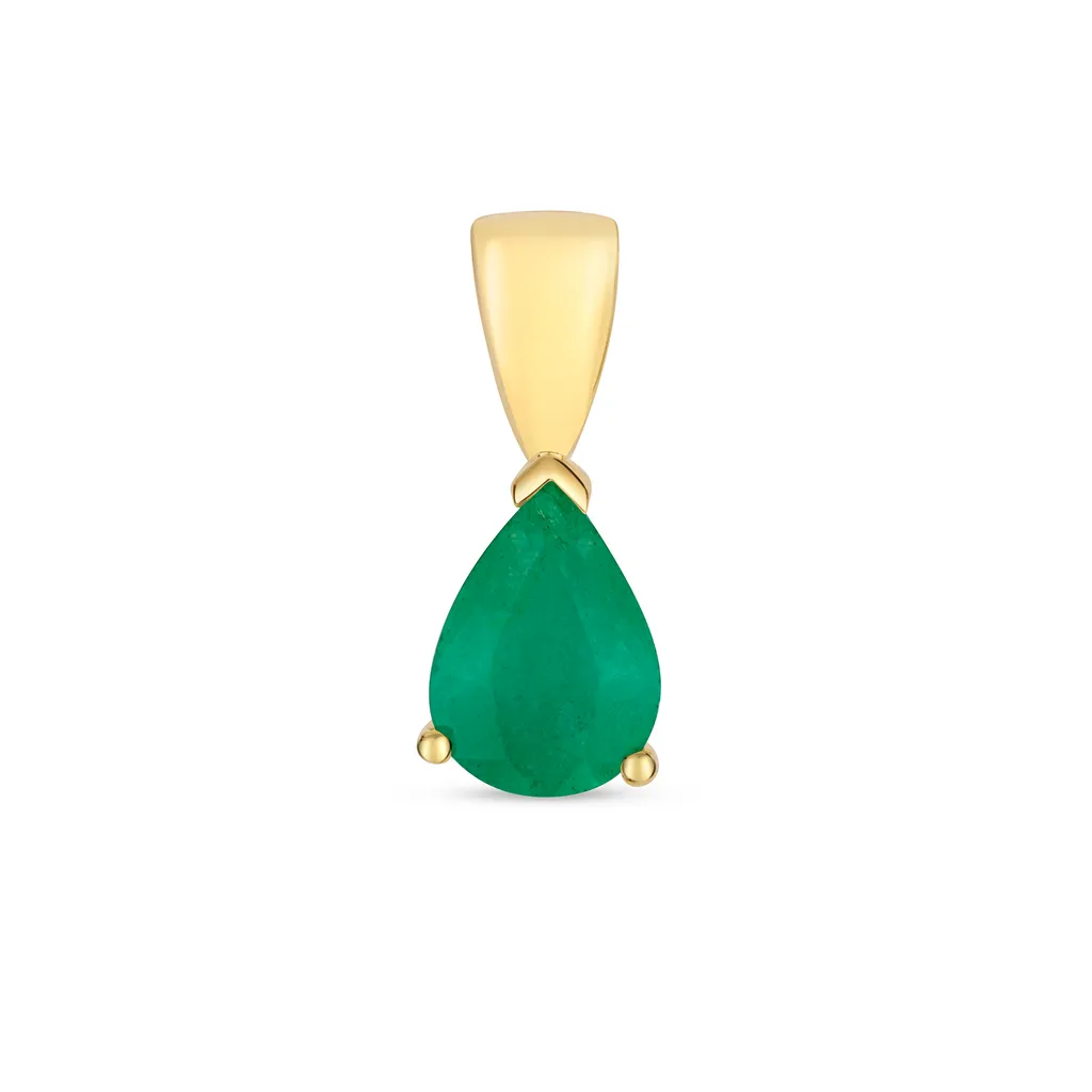 Petit Pendentif Discret Or 375 et Émeraude pour Peaux Sensibles 13mm