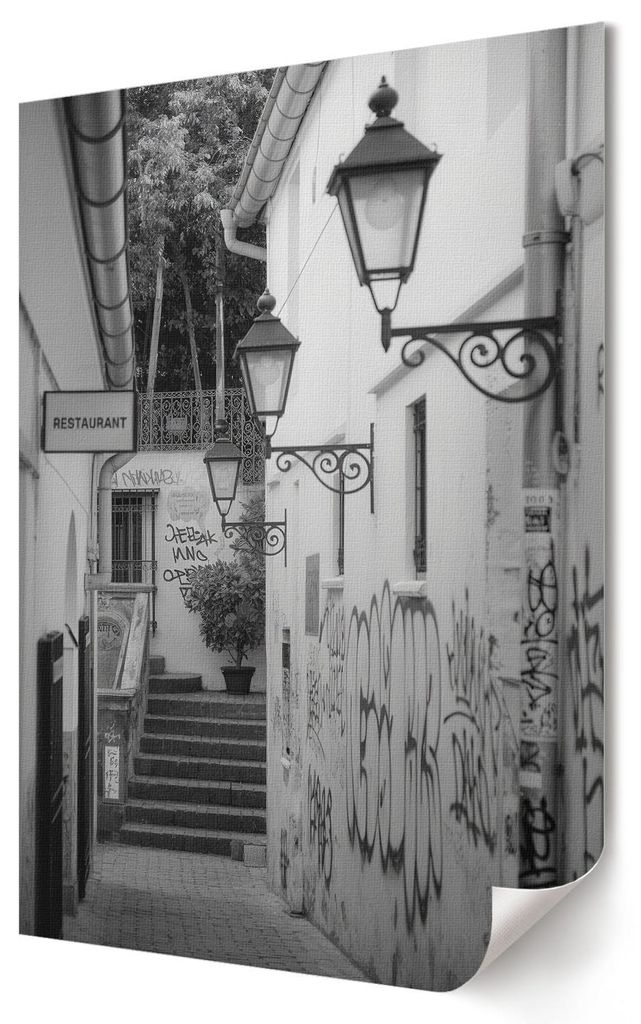 Stadtgasse- Kunstdruck A4 - Industriell, Modern- Wandbild für Wohnzimmer Schlafzimmer & Flur, Modernes Poster Wanddeko, Ungerahmt