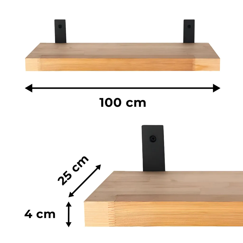 Étagère suspendue décorative en bois véritable et métal style industriel