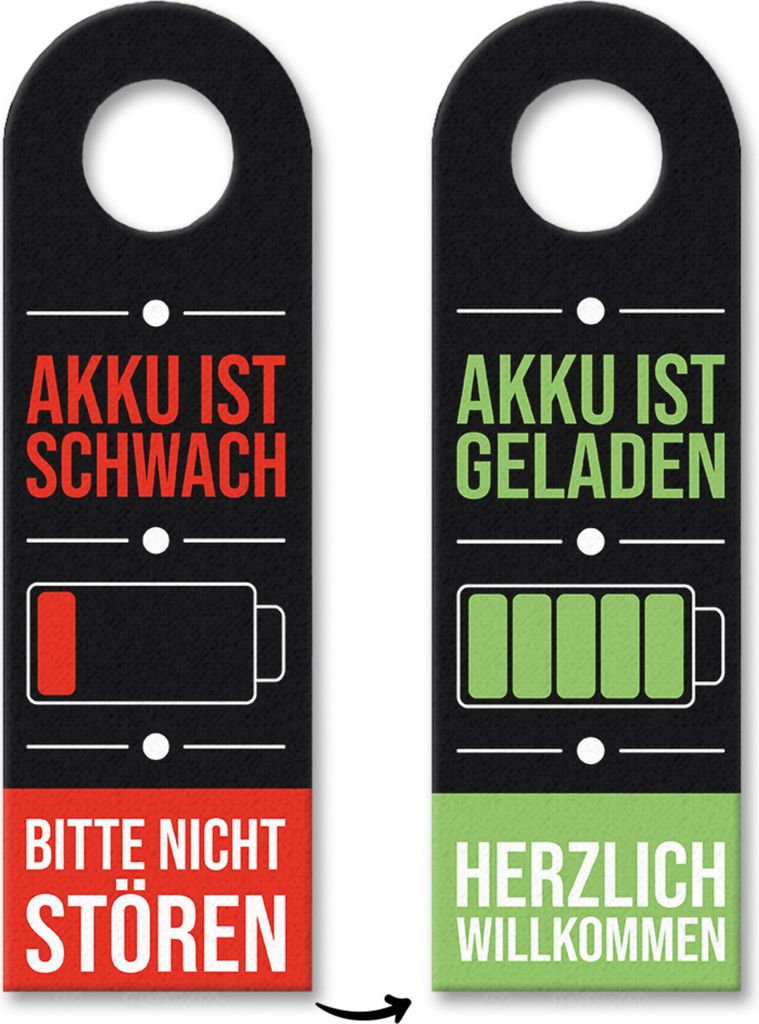 Akku ist schwach oder geladen Türhänger mit Ladebalkenanzeige