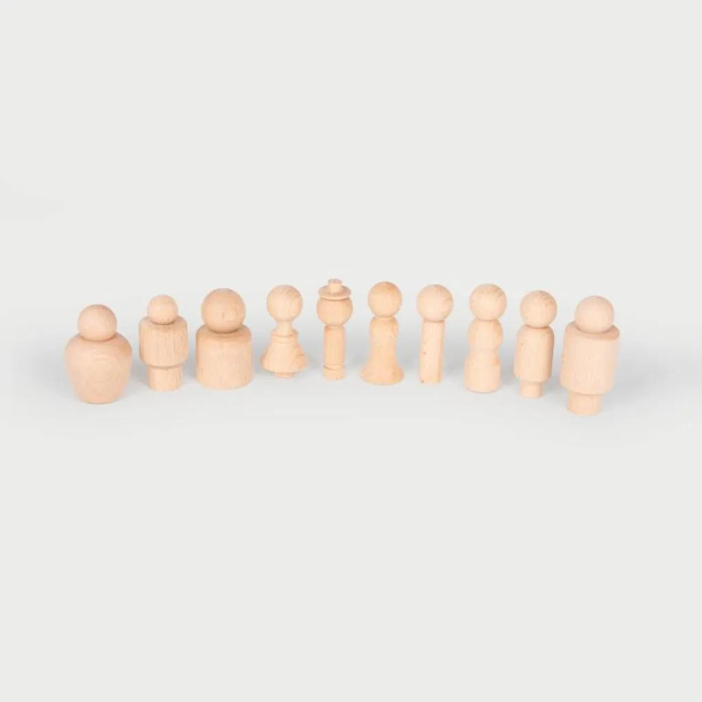 Figurines en bois - Personnes - Lot de 10 personnages articulés hêtre