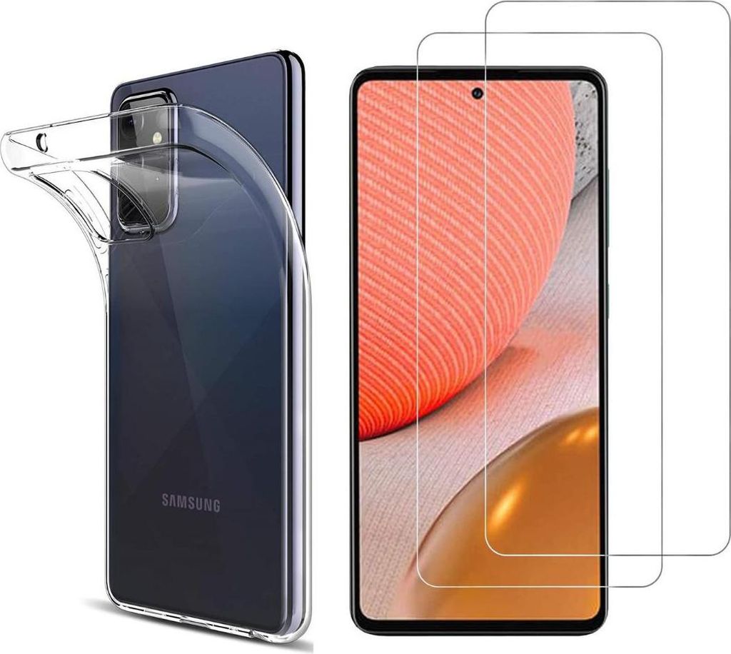 Hülle für Samsung Galaxy A72 mit 2 Displayschutzfolien aus Hartglas Phonillico