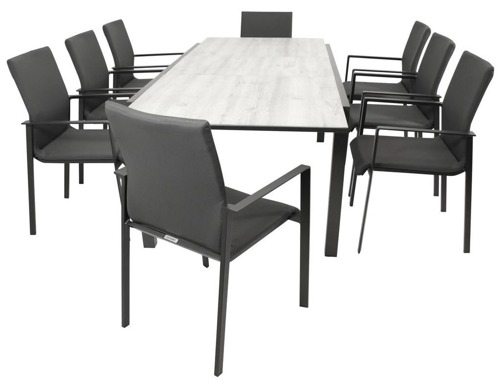 Garnitur 9-teilig 360,0 x 91,5 x 220,0 cm Aluminium Kunstgewebe Glas Anthrazit