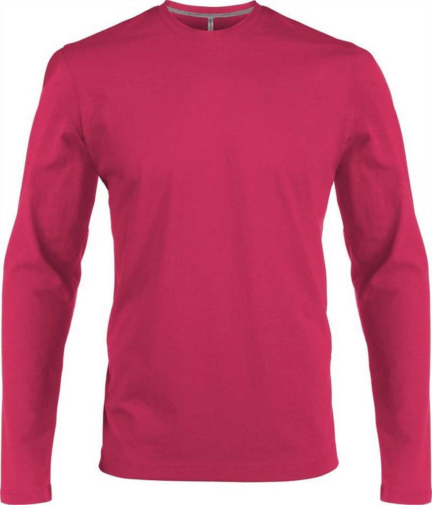 Kariban Herren Langarmshirt Longsleeve Long Sleeve T-Shirt Baumwolle, Größe:S, Farbe:Fuchsia