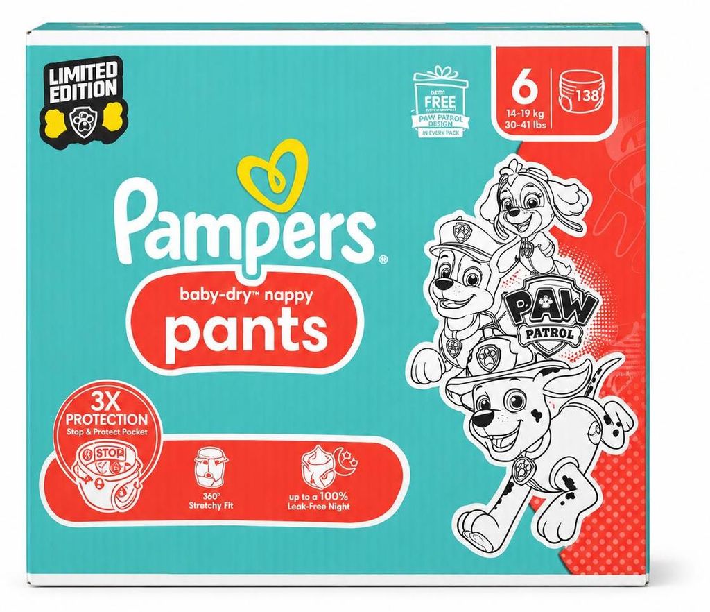 Plenky Pampers Paw Patrol Pants velikost 6 14-19kg Obrázek produktu 