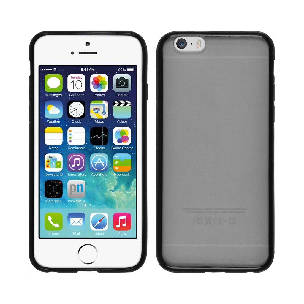 PhoneNatic Case kompatibel mit Apple iPhone 6s / 6 - Hülle schwarz Frame Hard-case + 2 Schutzfolien