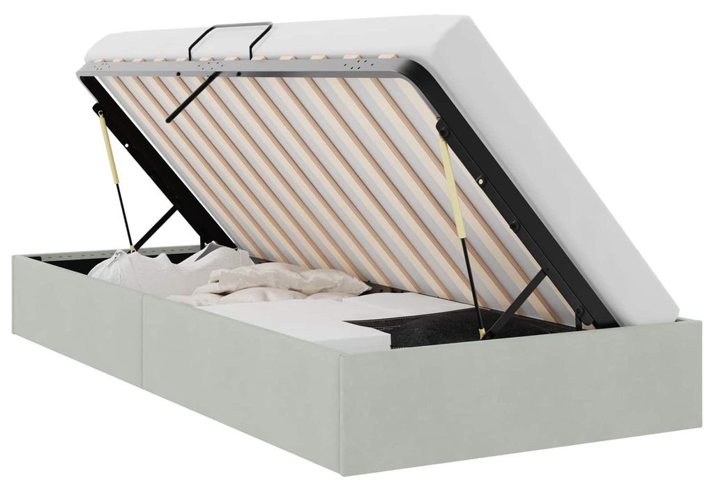 vidaXL Aufbewahrungsbett mit Speicher Hellgrau 100 x 190 cm Produktbild 