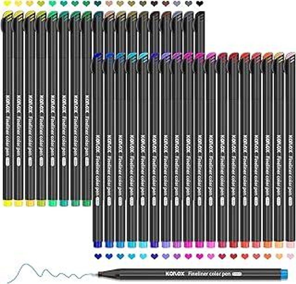 Koilox Fineliner Stifte Set, 36 color Spitze 0,4 mm Filzstift Stifte feiner Spitze zum Zeichnen und Schreiben von Skizzen, Journaling, Notizen, Com...
