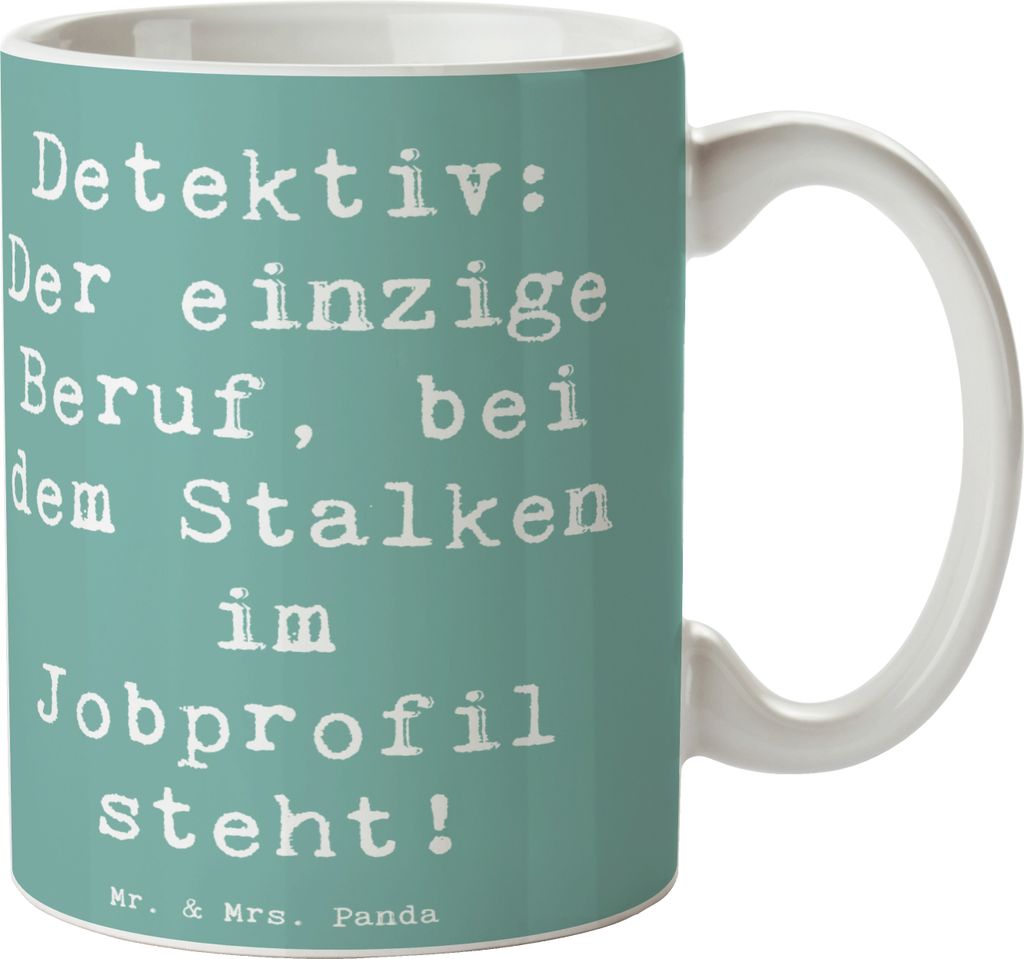 Mr. & Mrs. Panda Tasse Spruch Detektiv Beruf - Meeresbrise - Geschenk, Teetasse, Berufsprodukte, handgefertigte Geschenke, Verlorene Gegenstände, ...