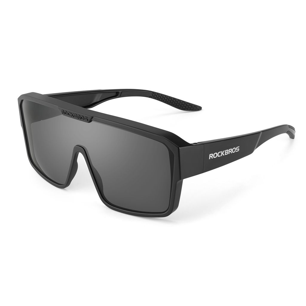ROCKBROS Überbrille Polarisiert Sonnenbrille Sportbrille für Damen und Herren schwarz+grau