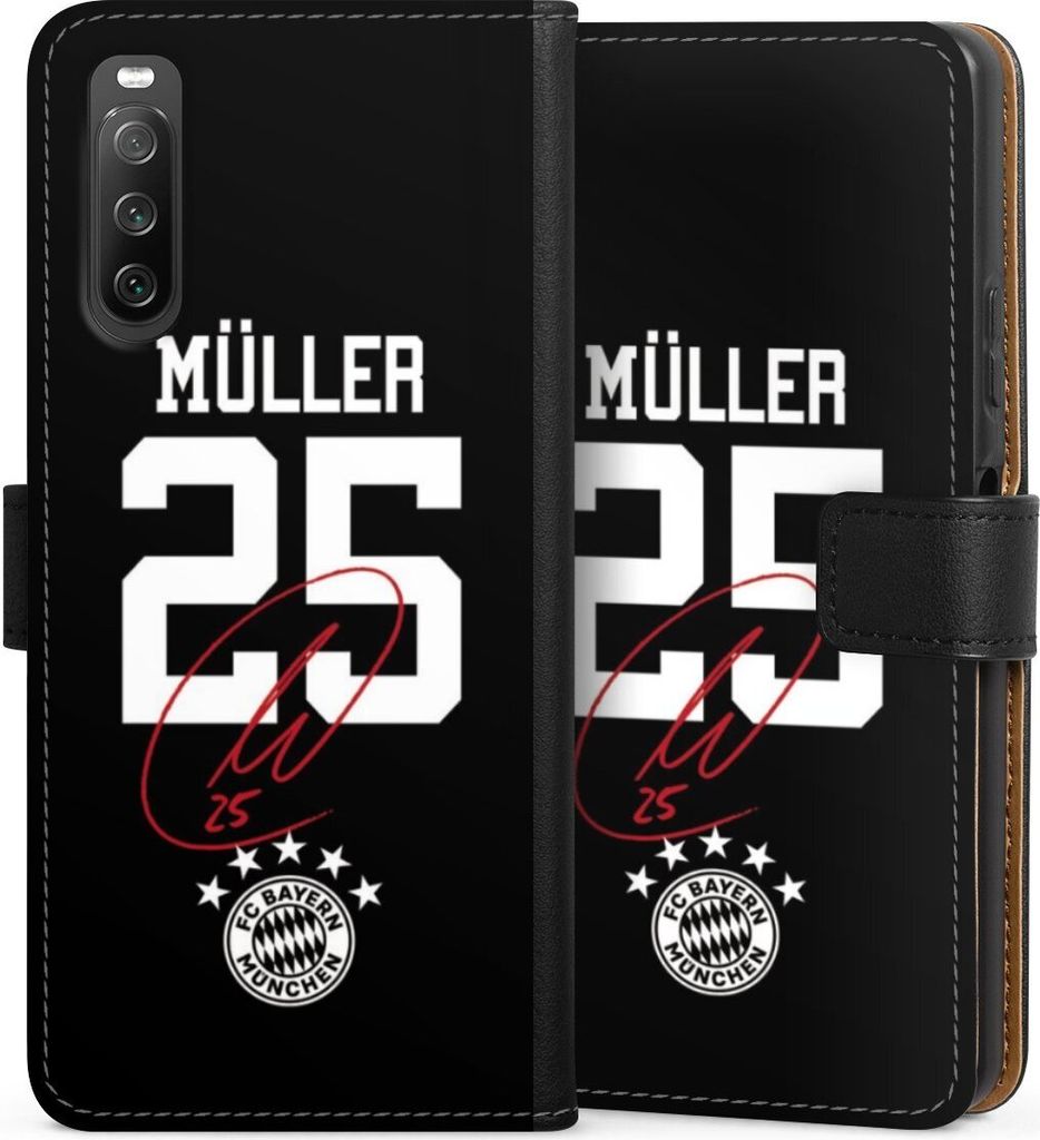 DeinDesign Klapphülle für Sony Xperia 10 IV Handytasche Lederhülle Tasche FC Bayern München FCB Thomas Müller