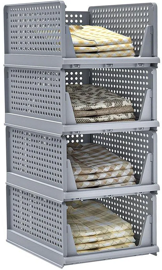 Dressing rangé et ordonné grâce à l'organisateur armoire 4 pièces gris