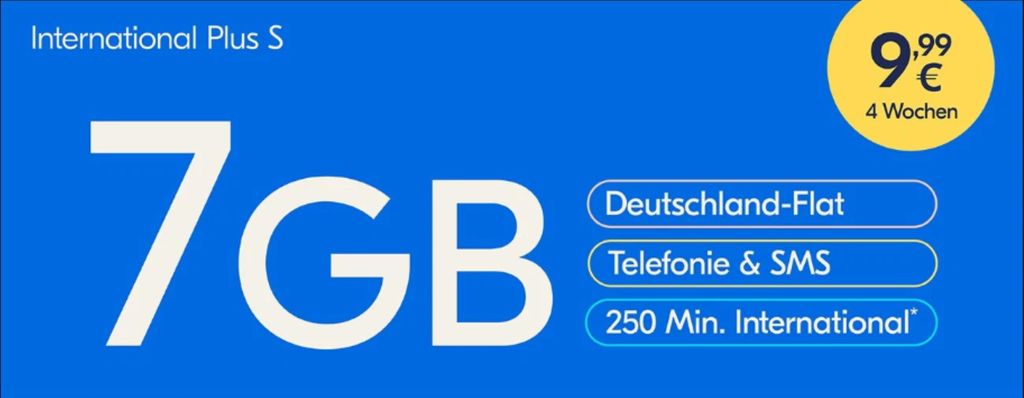 Lyca Prepaid Smartphone SIM Karte ohne Vertrag International Plus S 7GB 250 Min