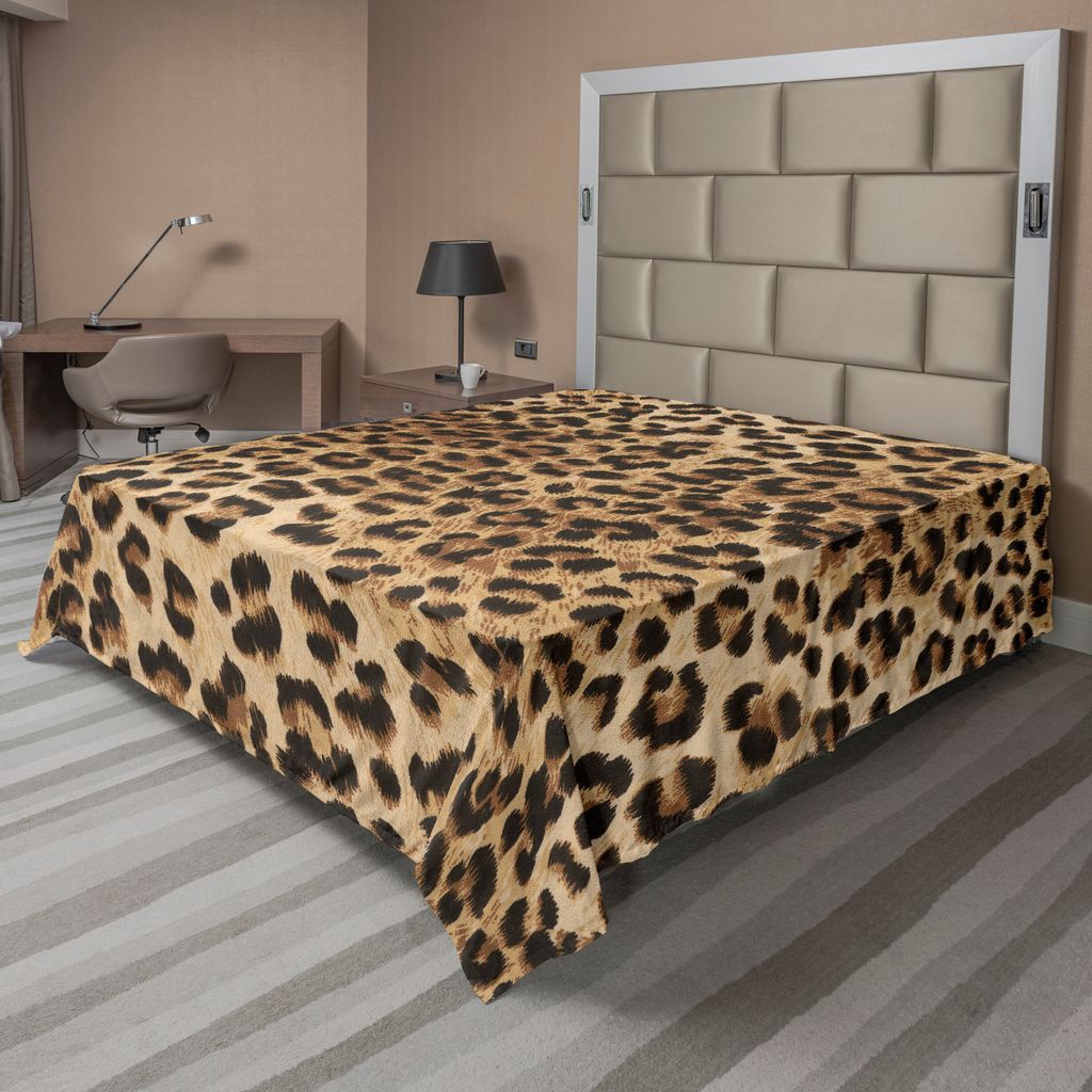 ABAKUHAUS Leopard-Druck Bettlaken, Haut-Muster einer wilden afrikanischen Safari Tier leistungsstarke Panthera große Katze, weiches bequemes obere...