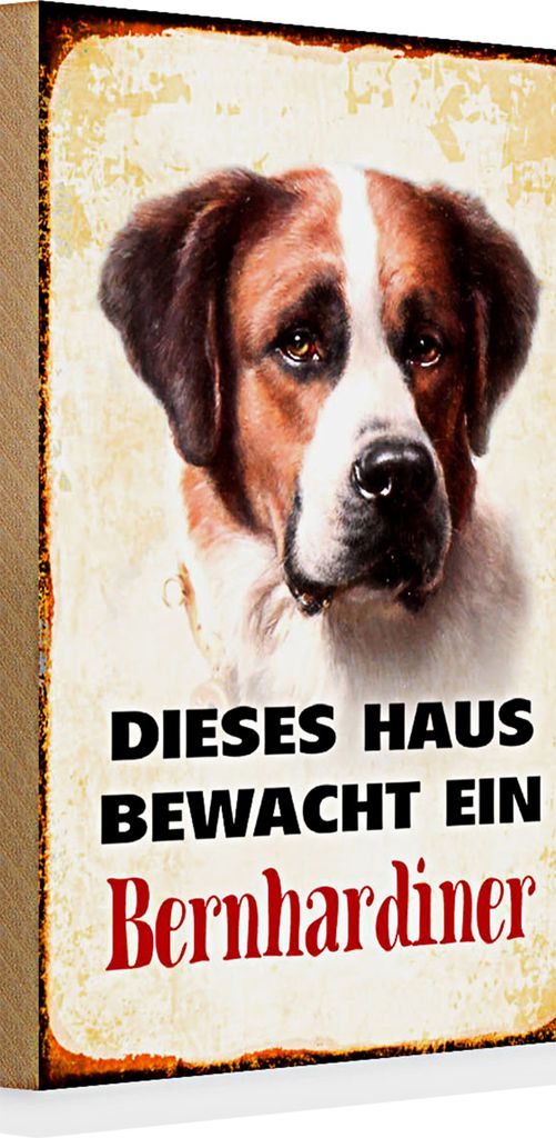 Holzschild Spruch Hund 20x30cm dieses Haus bewacht Bernhardiner