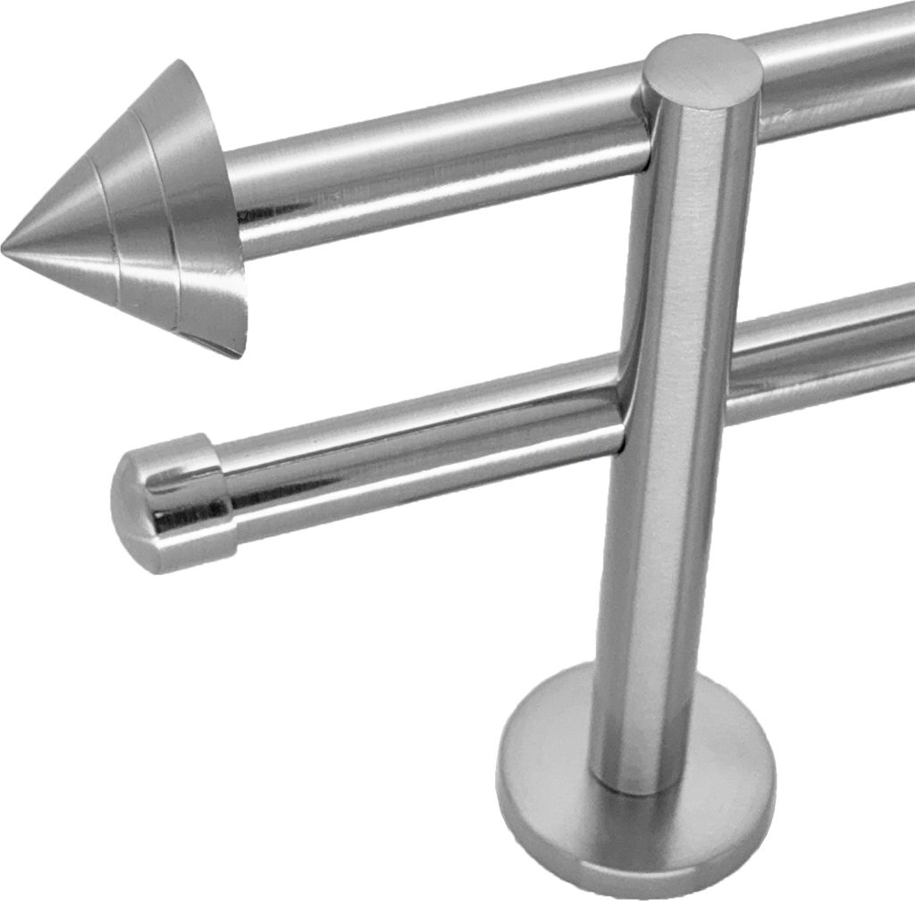 Gardinenstange mit Wandhalterung I echtes Edelstahl Rohr Ø 16mm I 2-läufig I H20