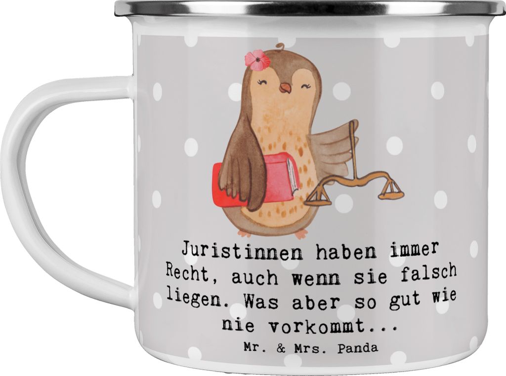 Mr. & Mrs. Panda Teetasse Juristin Recht - Grau Pastell - Geschenk, Beruf, kreative Geschenke, Pott, Rechtswissenschaft, Jurastudium, Juristinnen, ...