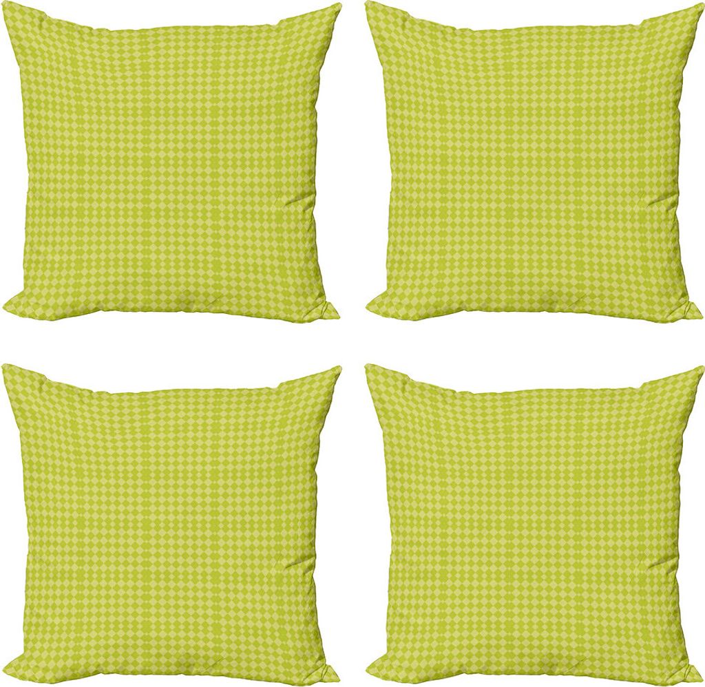 ABAKUHAUS geometrische Rhombus Kissenbezug Set (4 Stück), Greeny Argyle Art, Moderner Doppelseitiger Digitaldruck, 60 cm x 60 cm, Hellgrün Gelb G...
