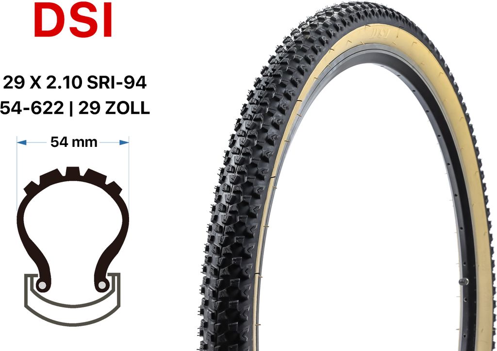 29 Zoll Fahrrad Reifen 54-622 MTB Classic 29x2.10 schwarz braun tire