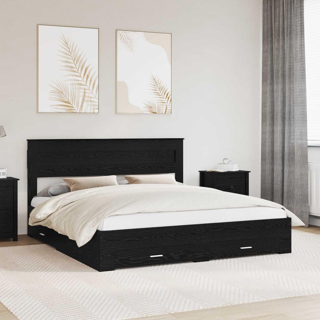 Maison Exclusive - Bettrahmen Schwarz Eichen-Optik 180 x 200 cm Holzwerkstoff