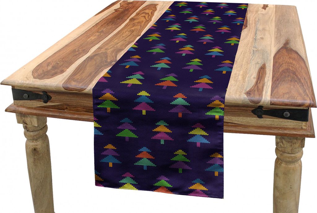 ABAKUHAUS Bunt Tischläufer, Nordic Christmas Trees, Esszimmer Küche Rechteckiger Dekorativer Tischläufer, 40 x 300 cm, Mehrfarbig