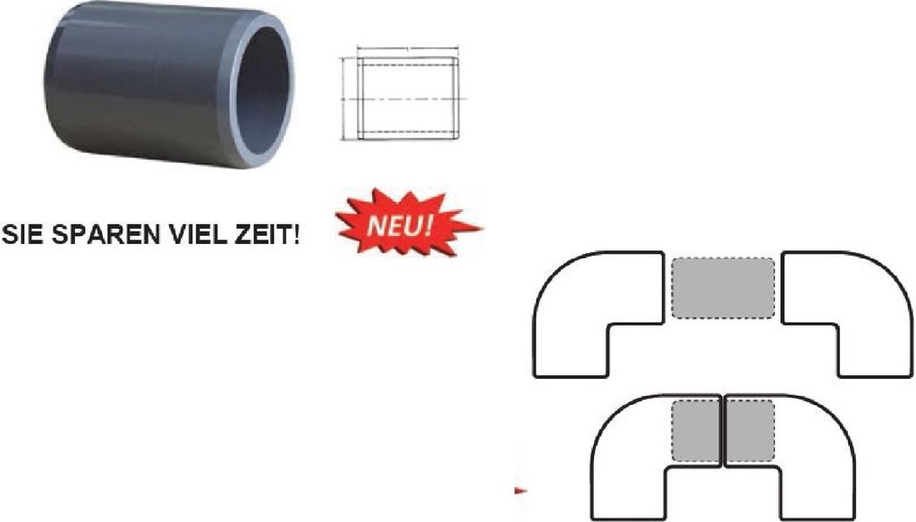 PVC-U Klebestutzen / Verbindungsstück 63 mm Produktbild 