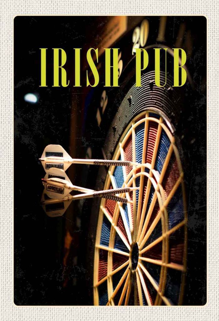 vianmo Holzschild 30x20 cm Irland Kneipen Spiel Dartboard Bildmotiv Reisemotiv Abenteuer Reisen
