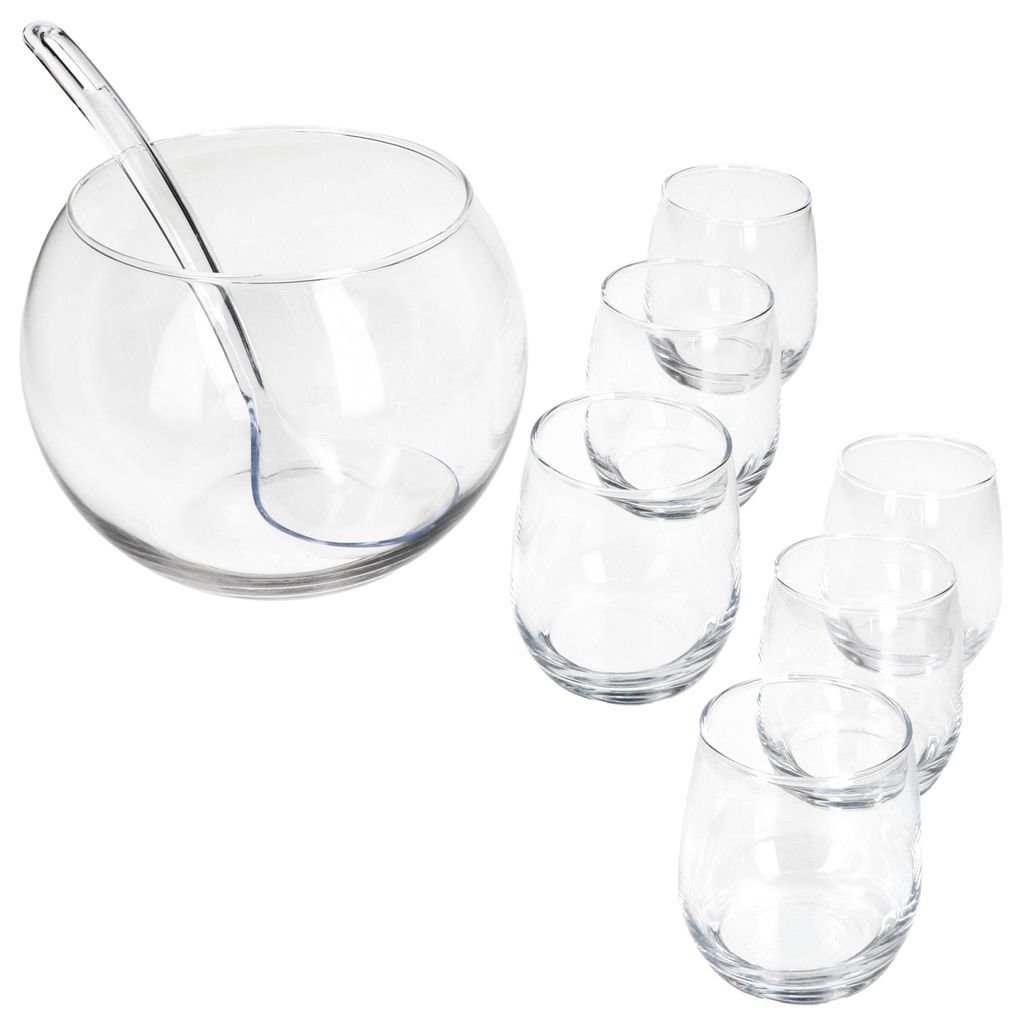 8tlg Bolle Bowle Set Glas-Schale 3,3L Bowlegläser 350ml