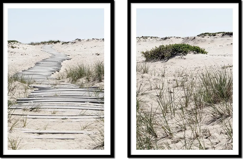 Habillez vos Murs Vides avec le Set Diptyque Sand Beach Boho 53x73cm Art