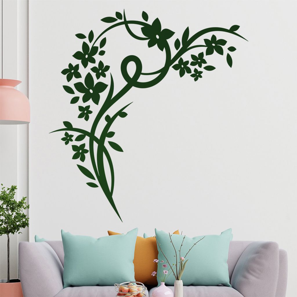 Schöne Blüten Ranke Wandtattoo in 6 Größen - Wandaufkleber Wall Sticker - Dekoration, Küche, Wohnzimmer, Schlafzimmer, Badezimmer