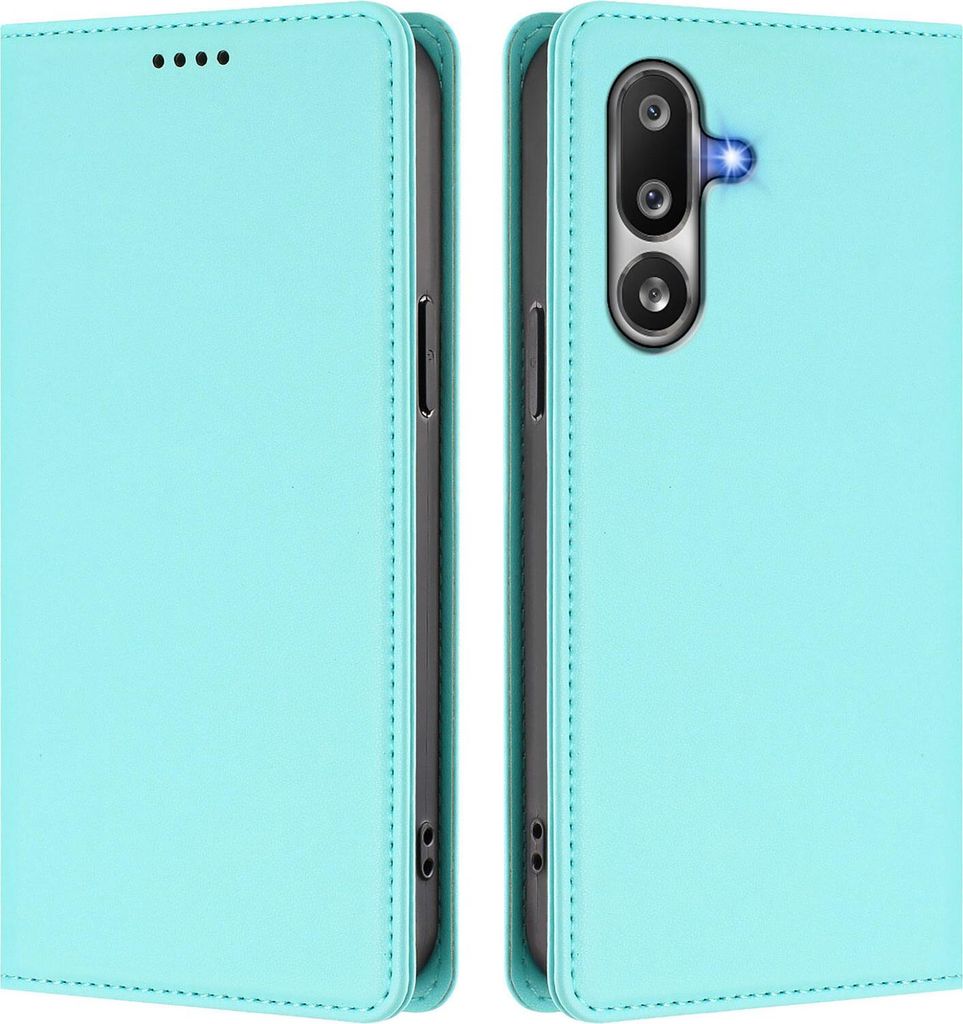 Handyhülle für Samsung Galaxy M36, Kunstleder Klapphülle Stoßfeste Magnetische Hülle mit Ständer Türkis